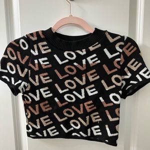 Dressed in Lala black and brown love cropped sweater